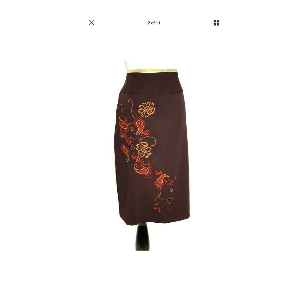 Worthington brown floral Pencil Skirt Size 10 - Picture 6 of 8